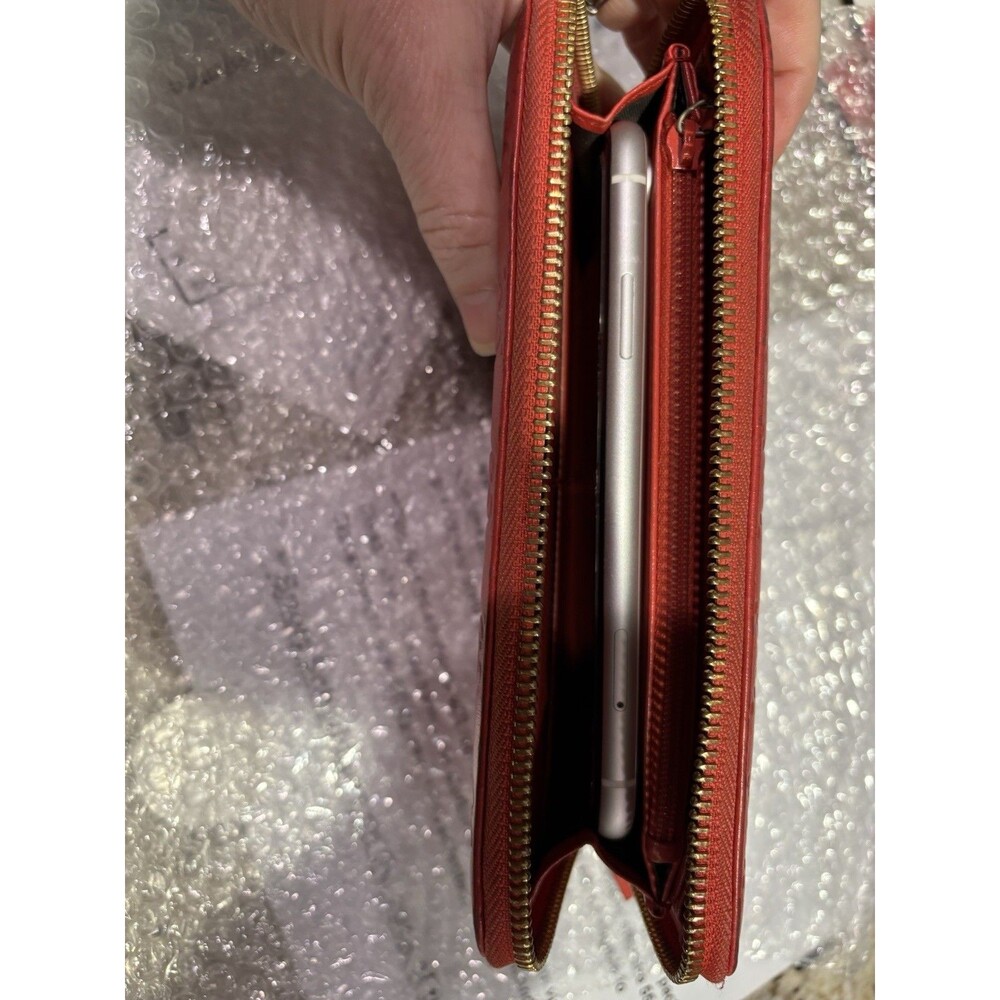 Authentic HOT Red GUCCI Guccissima Leather Zipper Wallet W/ COA Box Fits IPhone - Picture 5 of 16